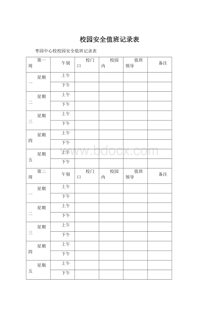 校园安全值班记录表Word格式.docx