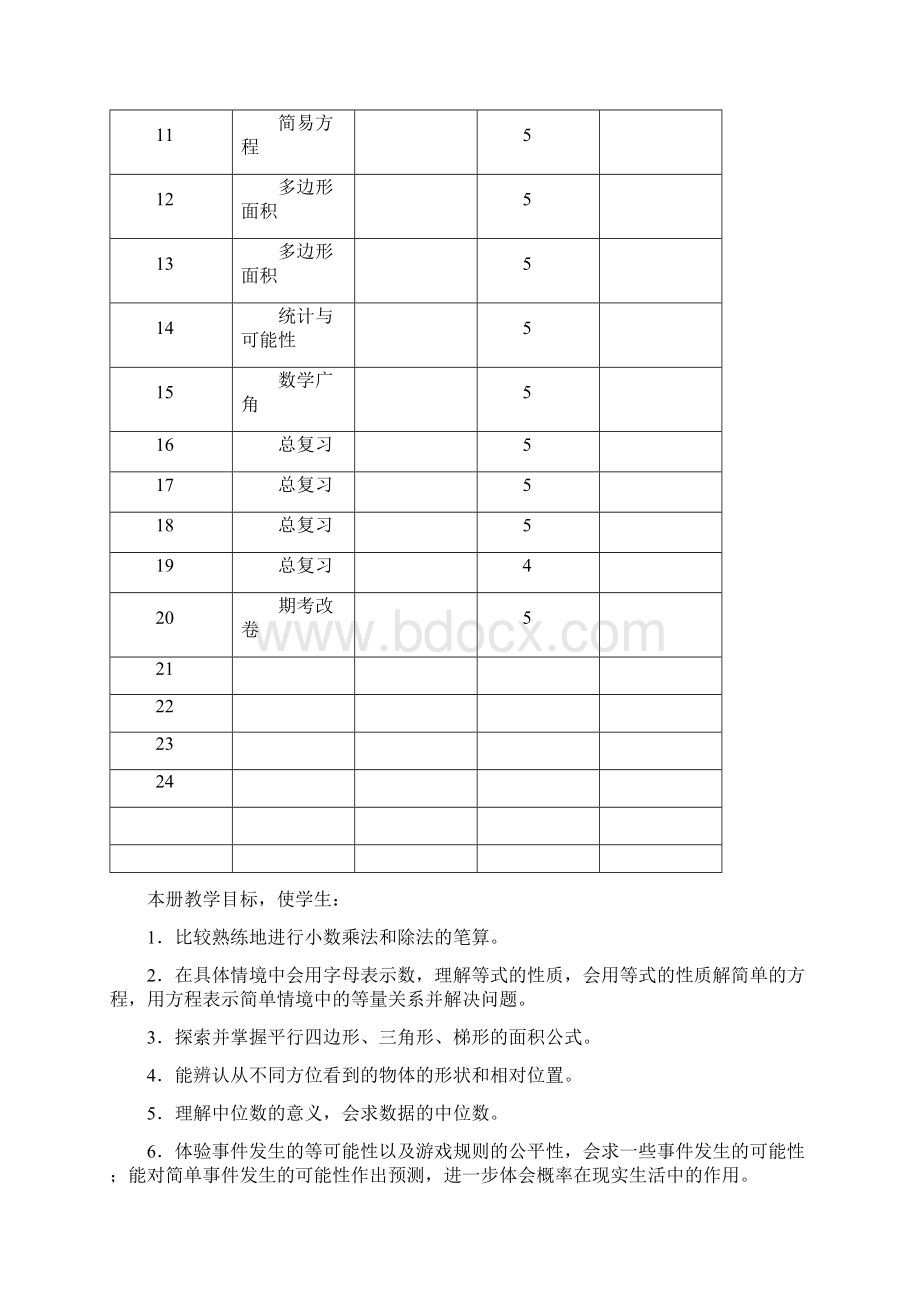 人教版小学五年级上册数学全册教案表格式图文.docx_第2页