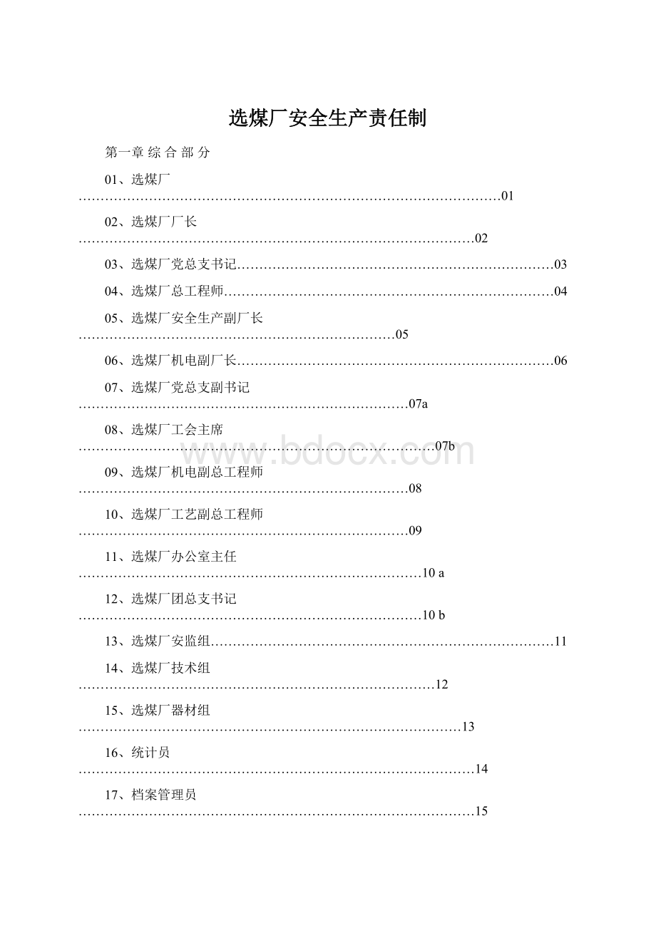 选煤厂安全生产责任制.docx