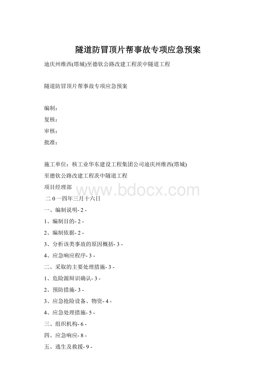 隧道防冒顶片帮事故专项应急预案文档格式.docx_第1页