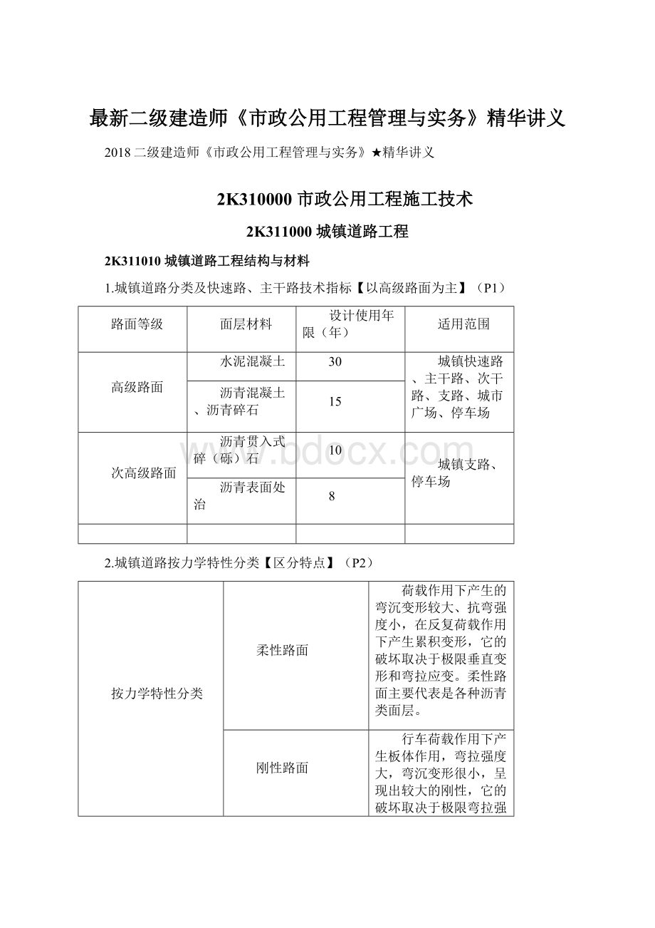 最新二级建造师《市政公用工程管理与实务》精华讲义.docx_第1页