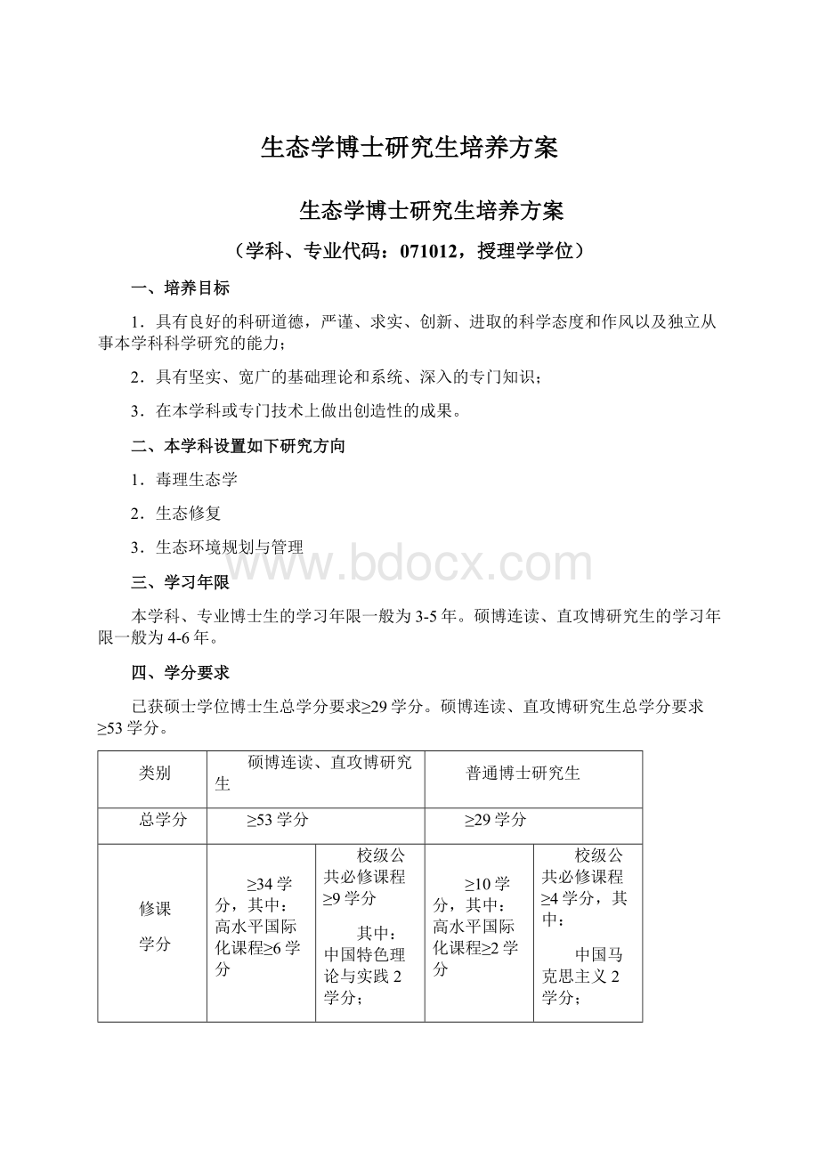 生态学博士研究生培养方案.docx_第1页