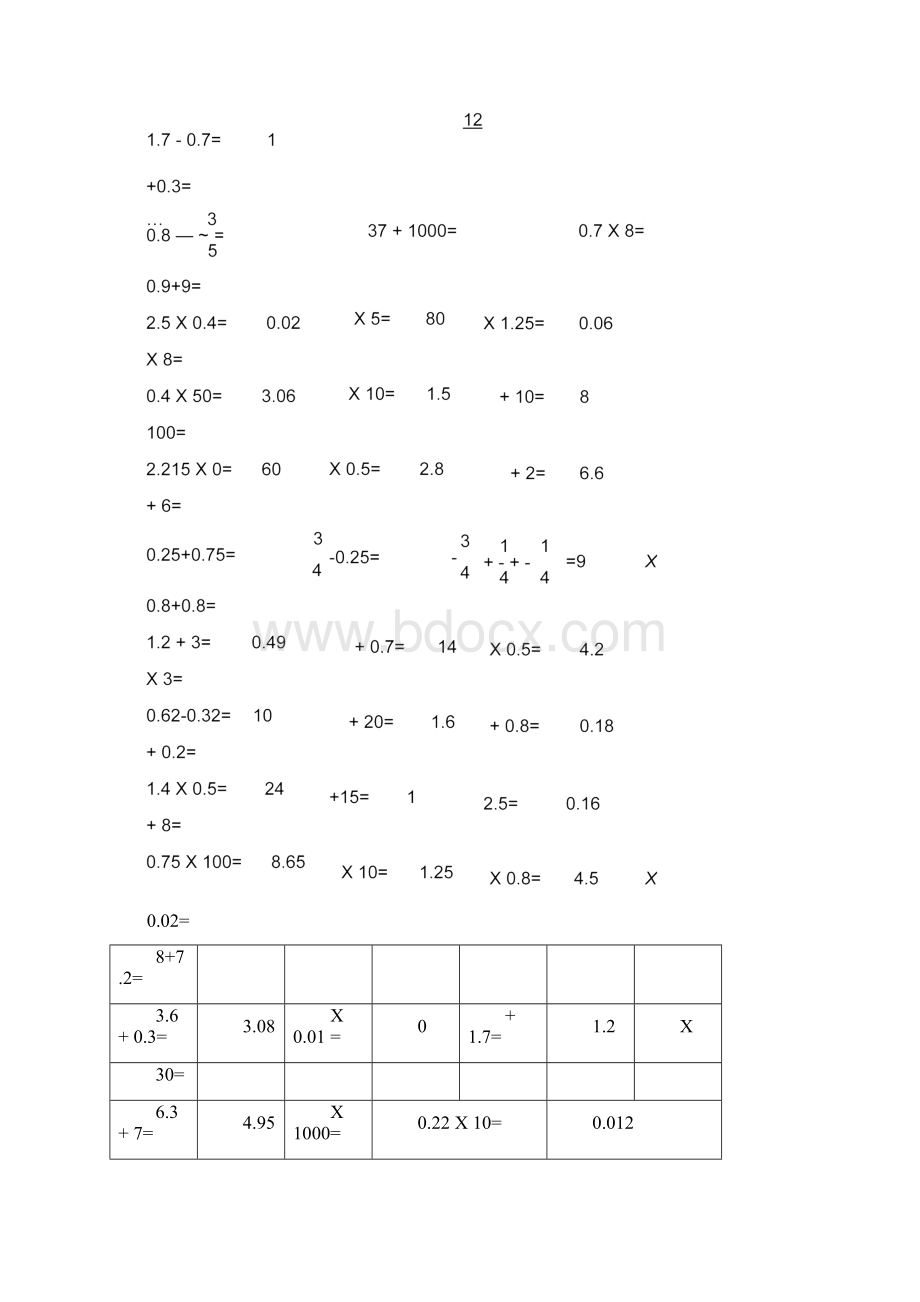 人教版小学数学五年级下册口算竞赛试题.docx_第3页