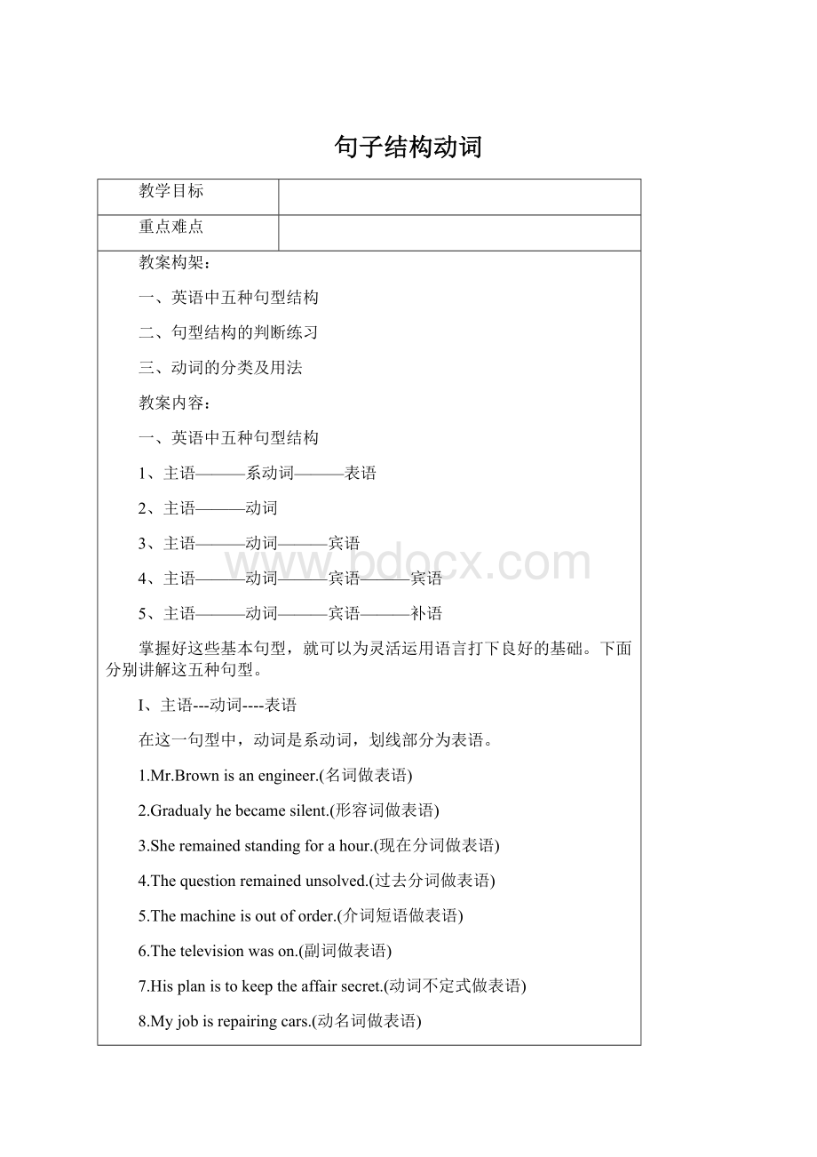 句子结构动词Word文件下载.docx