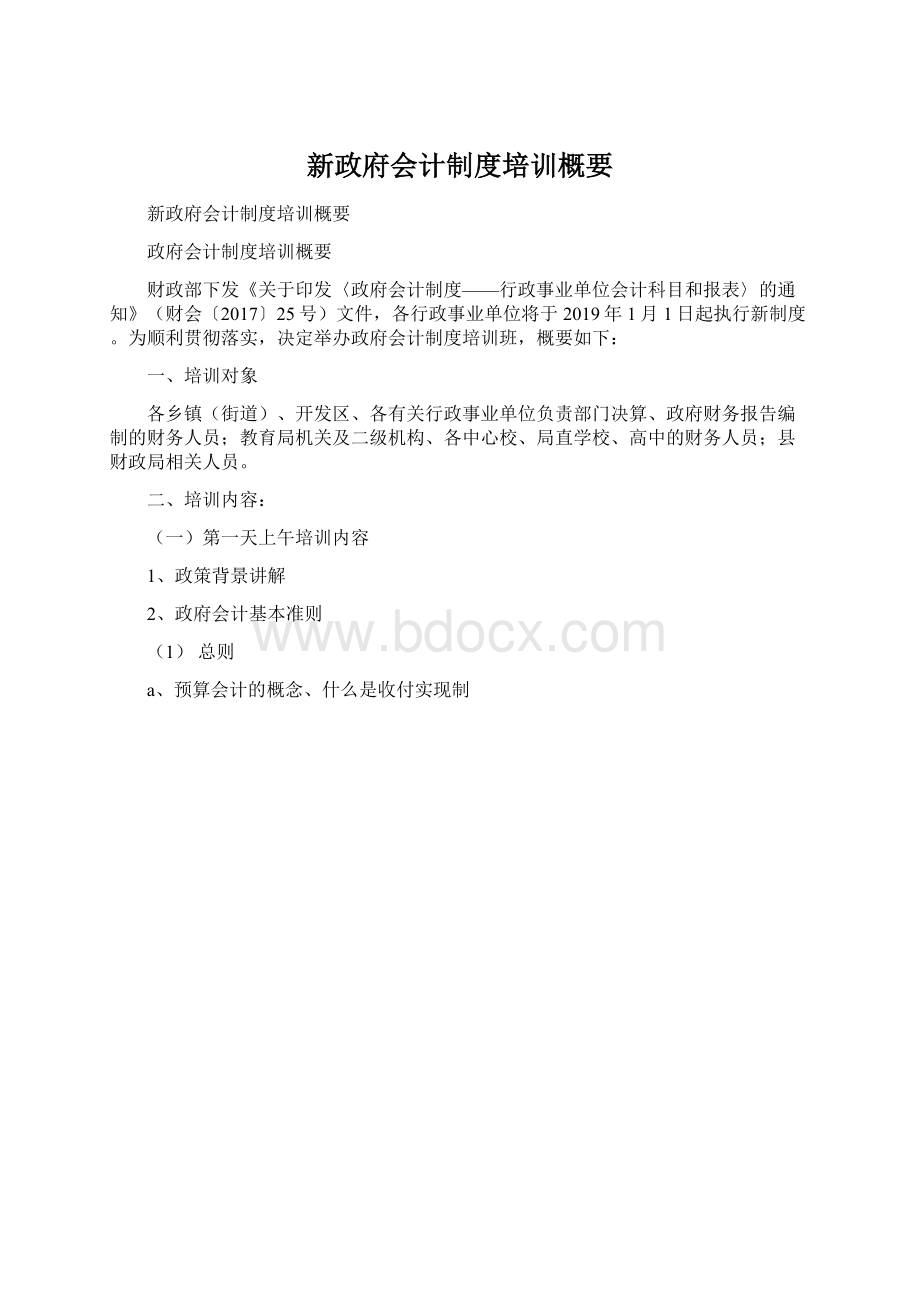 新政府会计制度培训概要文档格式.docx