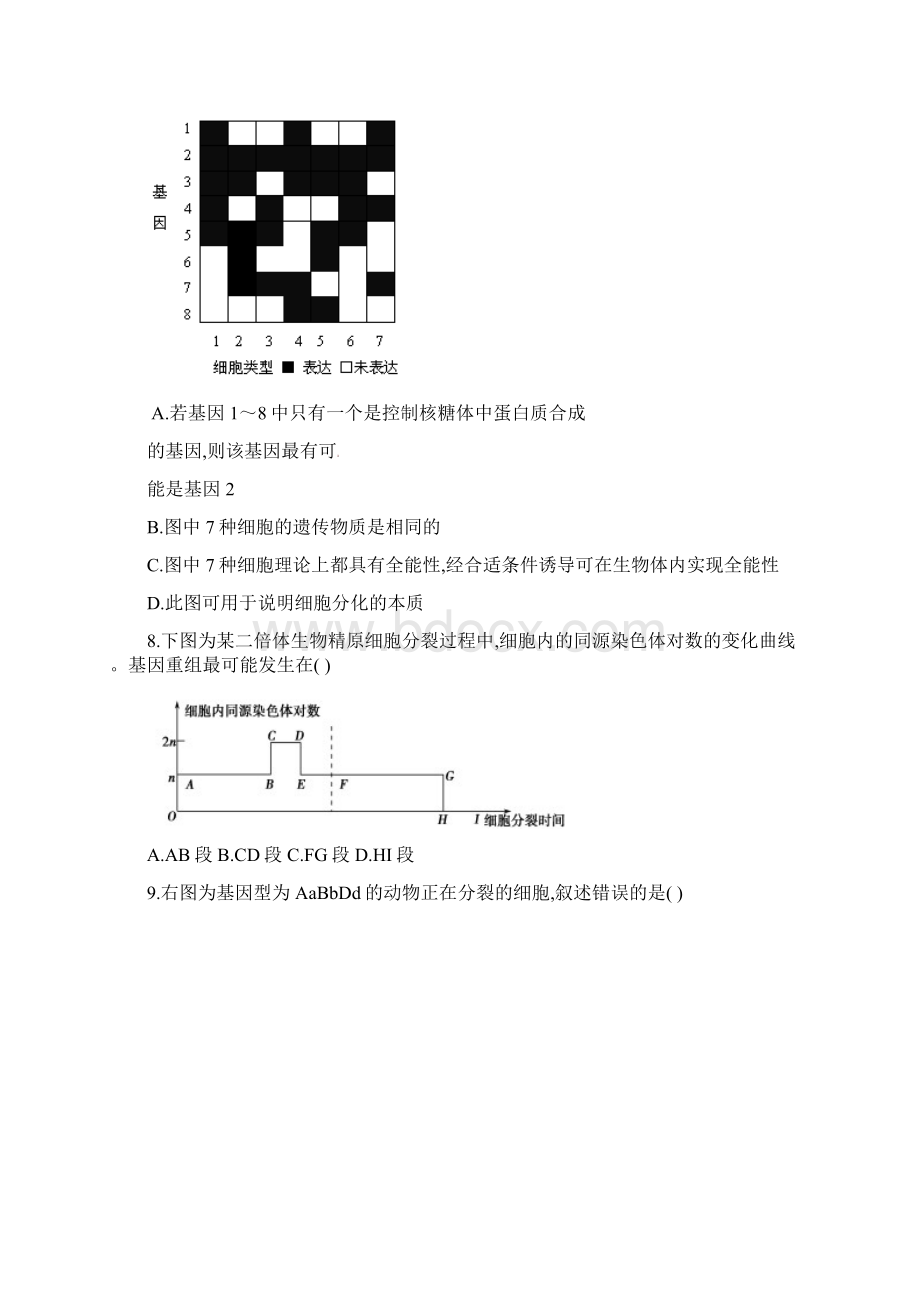 浙江省学考选考台州中学高三上学期第四次统练生物试题及参考答案.docx_第3页