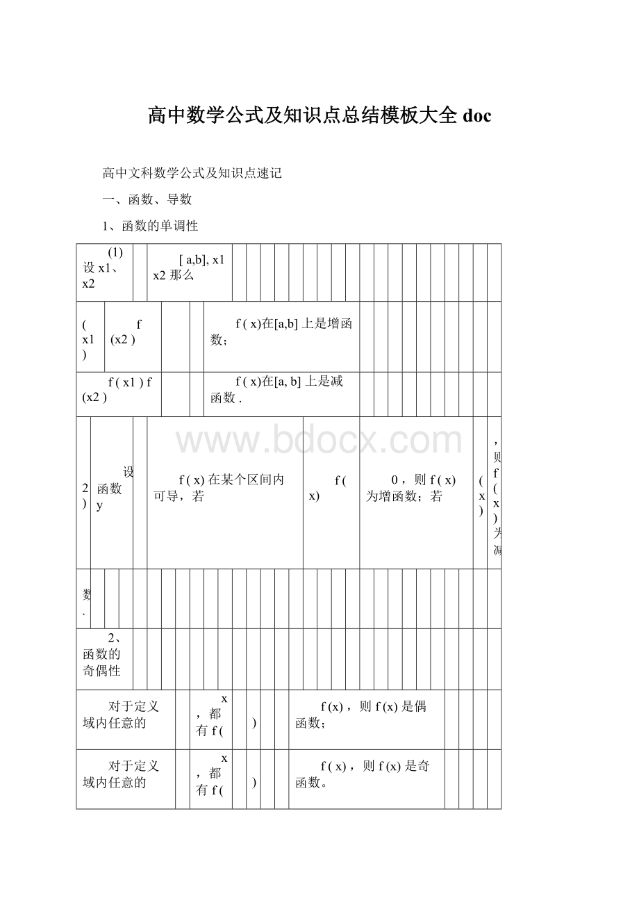 高中数学公式及知识点总结模板大全doc.docx_第1页