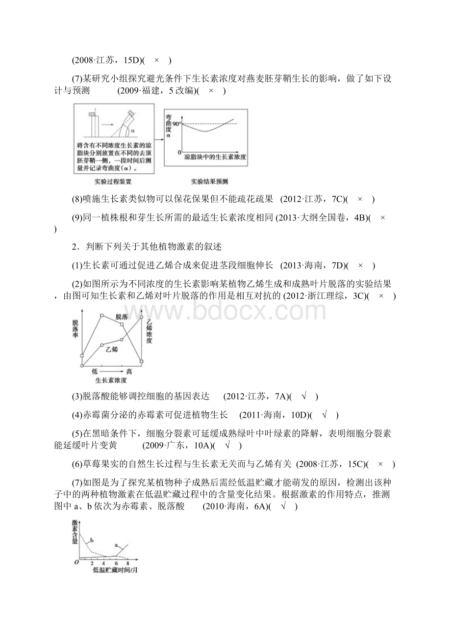 届高三生物二轮优化训练第1部分专题5第3讲 植物的激素调节Word格式文档下载.docx_第2页