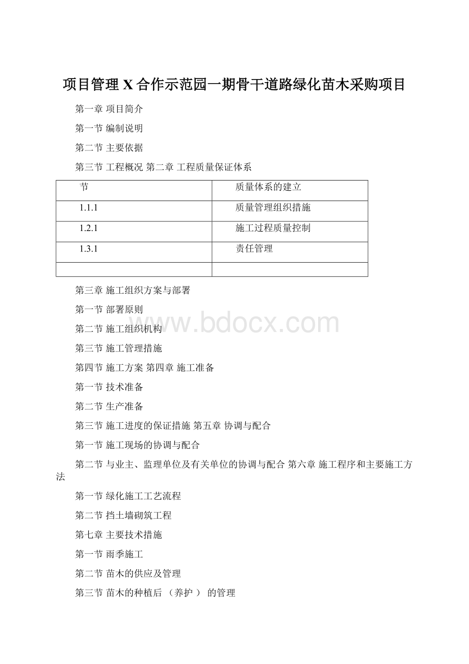 项目管理X合作示范园一期骨干道路绿化苗木采购项目Word文档格式.docx