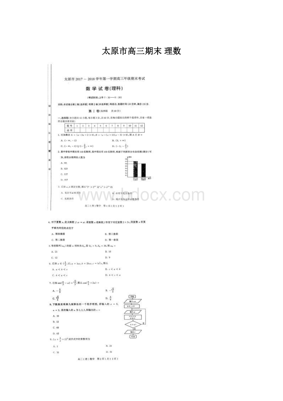 太原市高三期末 理数.docx_第1页