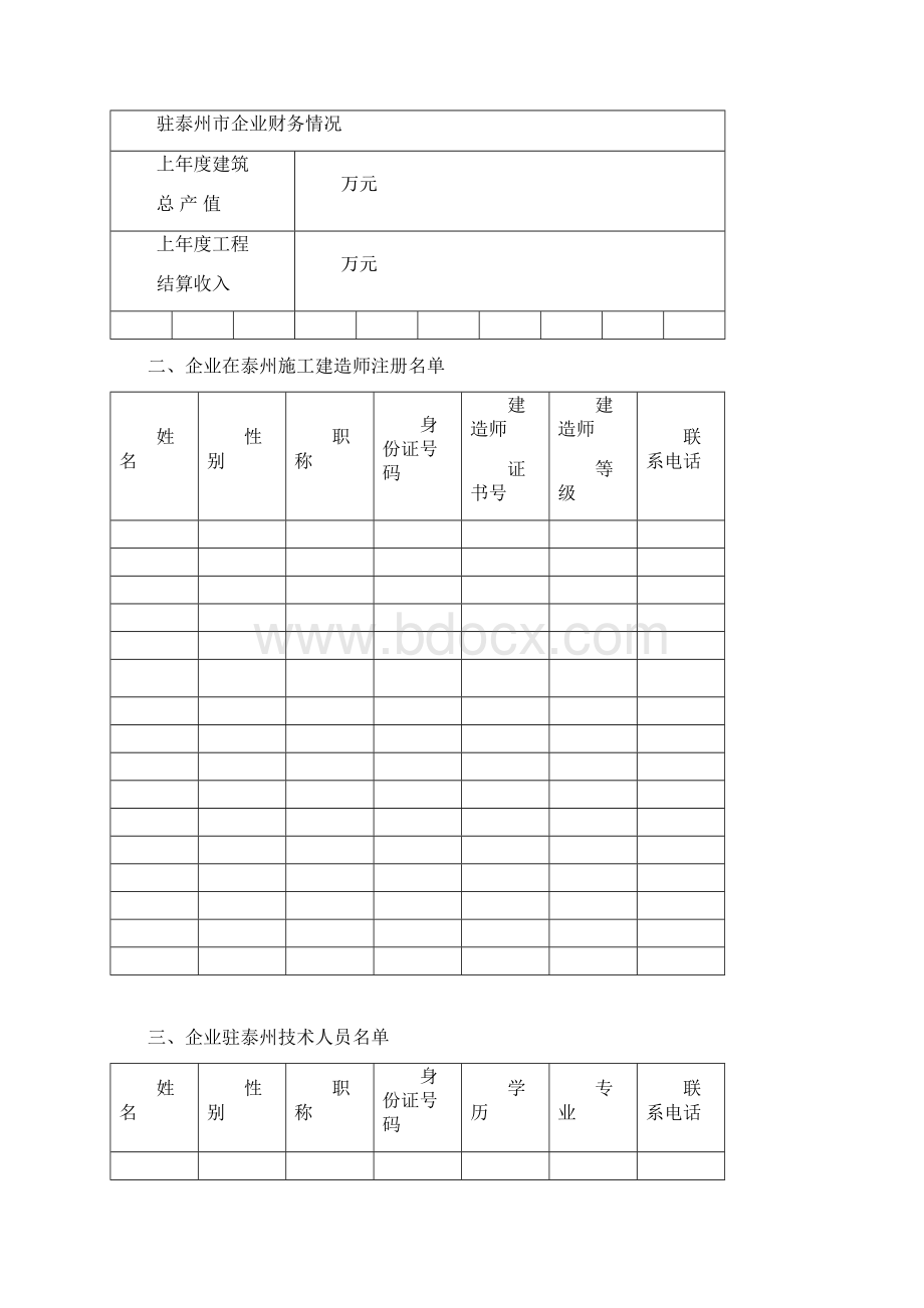 泰州市建筑业企业申领《江苏省建筑业企业信用管理手册》登记表Word下载.docx_第3页