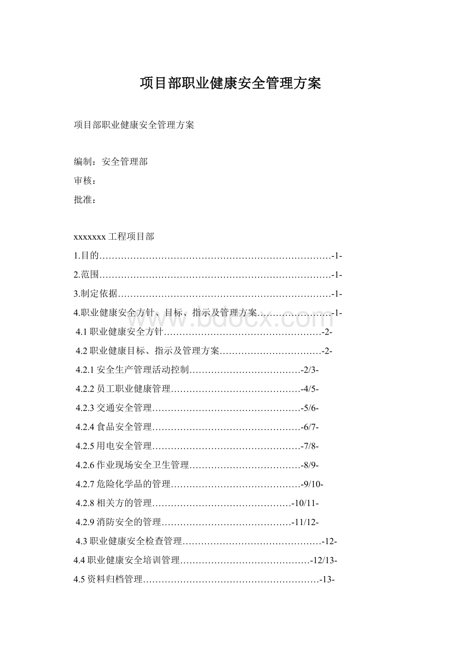 项目部职业健康安全管理方案Word格式文档下载.docx