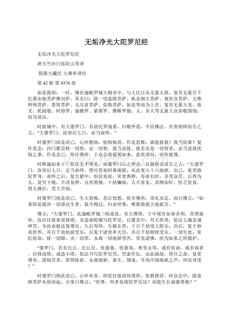 无垢净光大陀罗尼经Word格式文档下载.docx