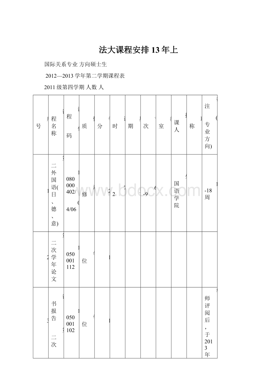 法大课程安排13年上Word下载.docx_第1页