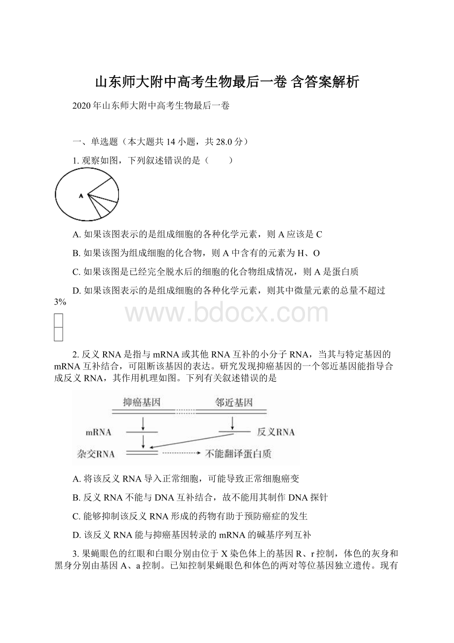 山东师大附中高考生物最后一卷 含答案解析.docx_第1页