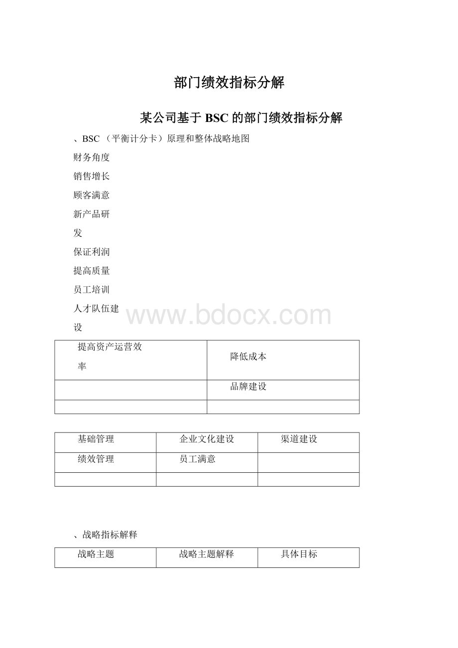 部门绩效指标分解Word文件下载.docx