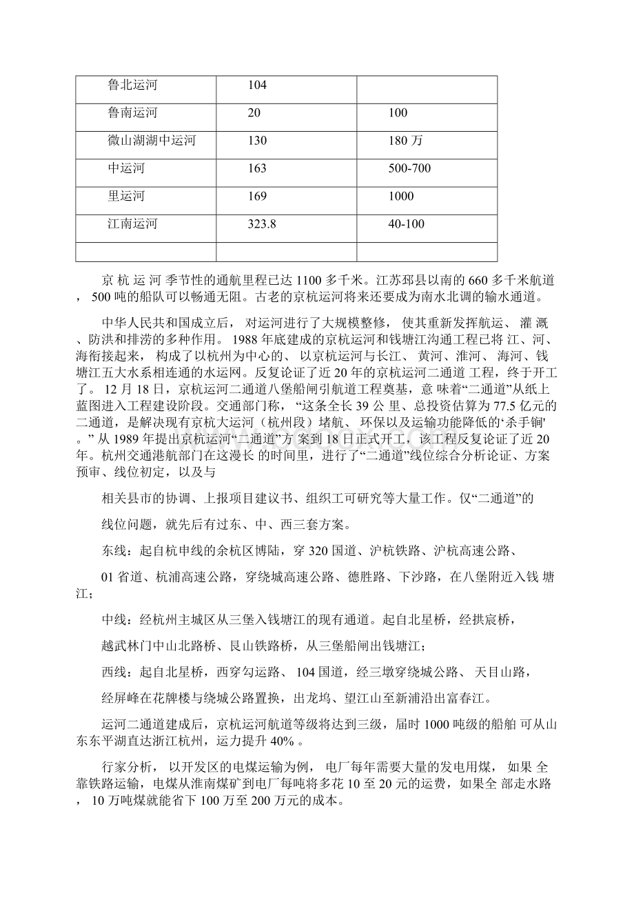 交通运输京杭大运河在南北交通中的竞争力分析Word文档下载推荐.docx_第3页