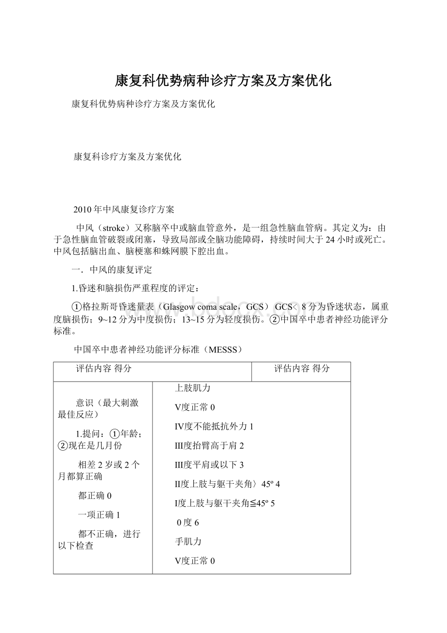 康复科优势病种诊疗方案及方案优化.docx