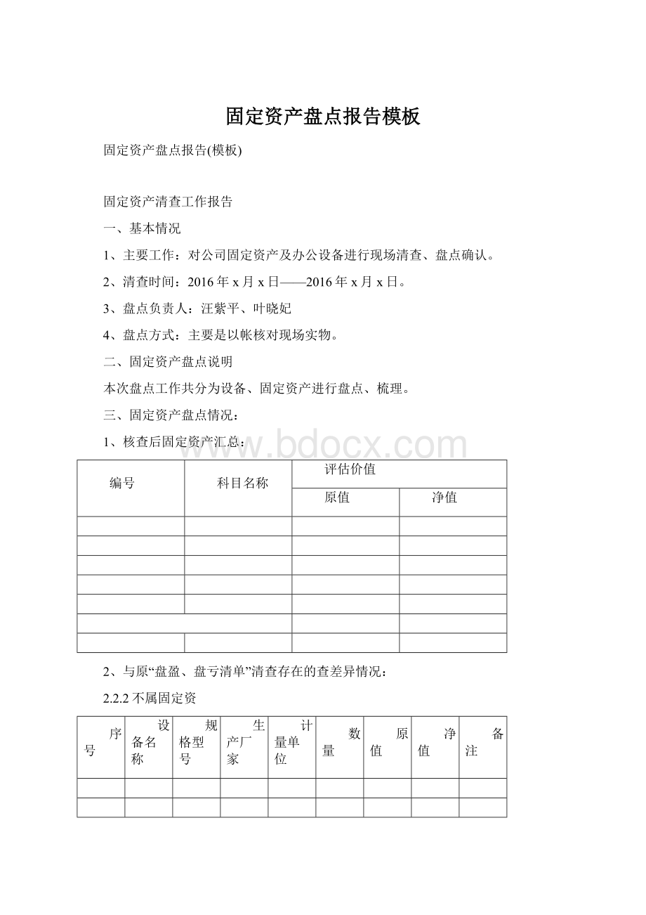 固定资产盘点报告模板.docx_第1页