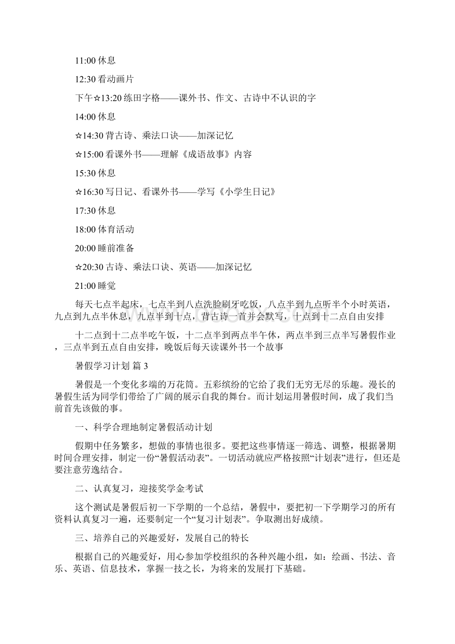 必备暑假学习计划集锦10篇Word格式文档下载.docx_第2页