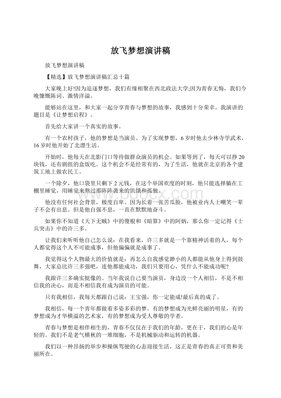 放飞梦想演讲稿.docx_第1页