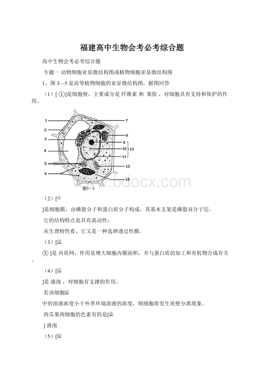 福建高中生物会考必考综合题.docx