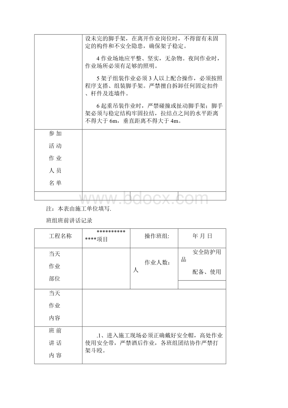 班组班前安全活动记录文档格式.docx_第2页