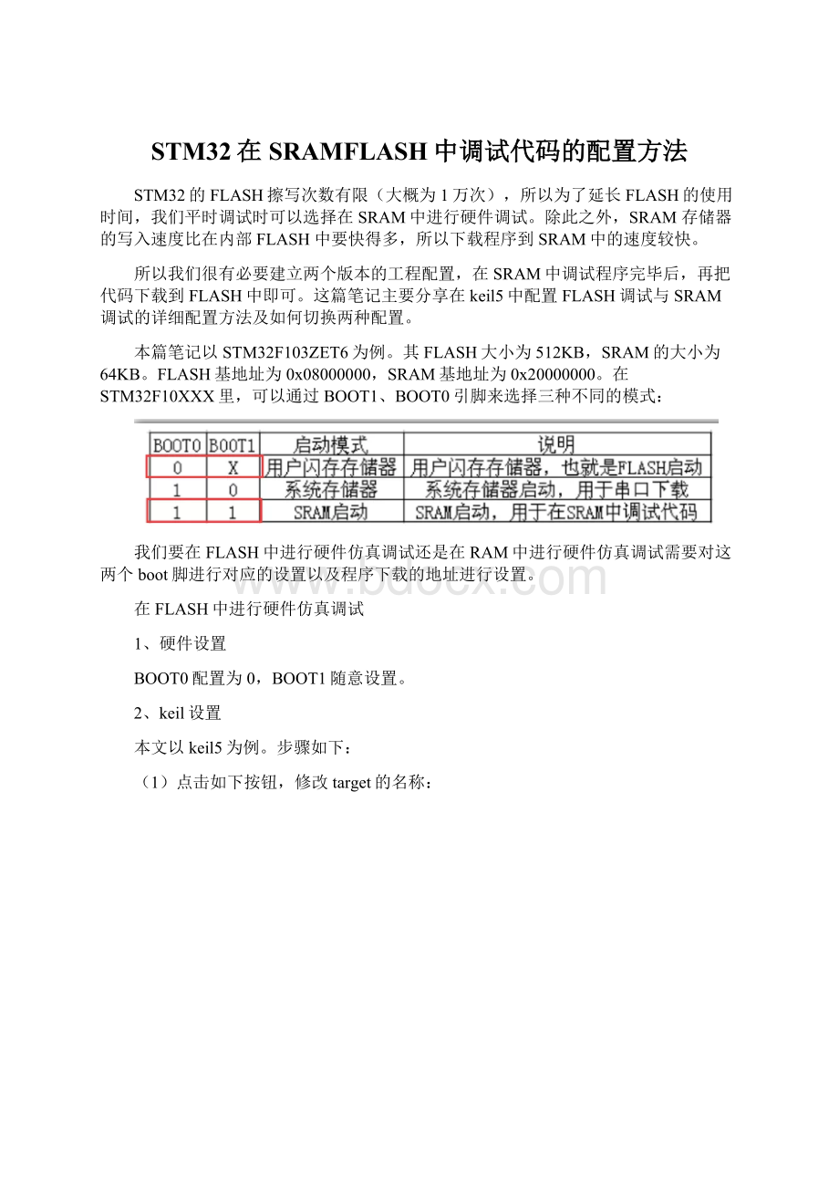 STM32在SRAMFLASH中调试代码的配置方法.docx