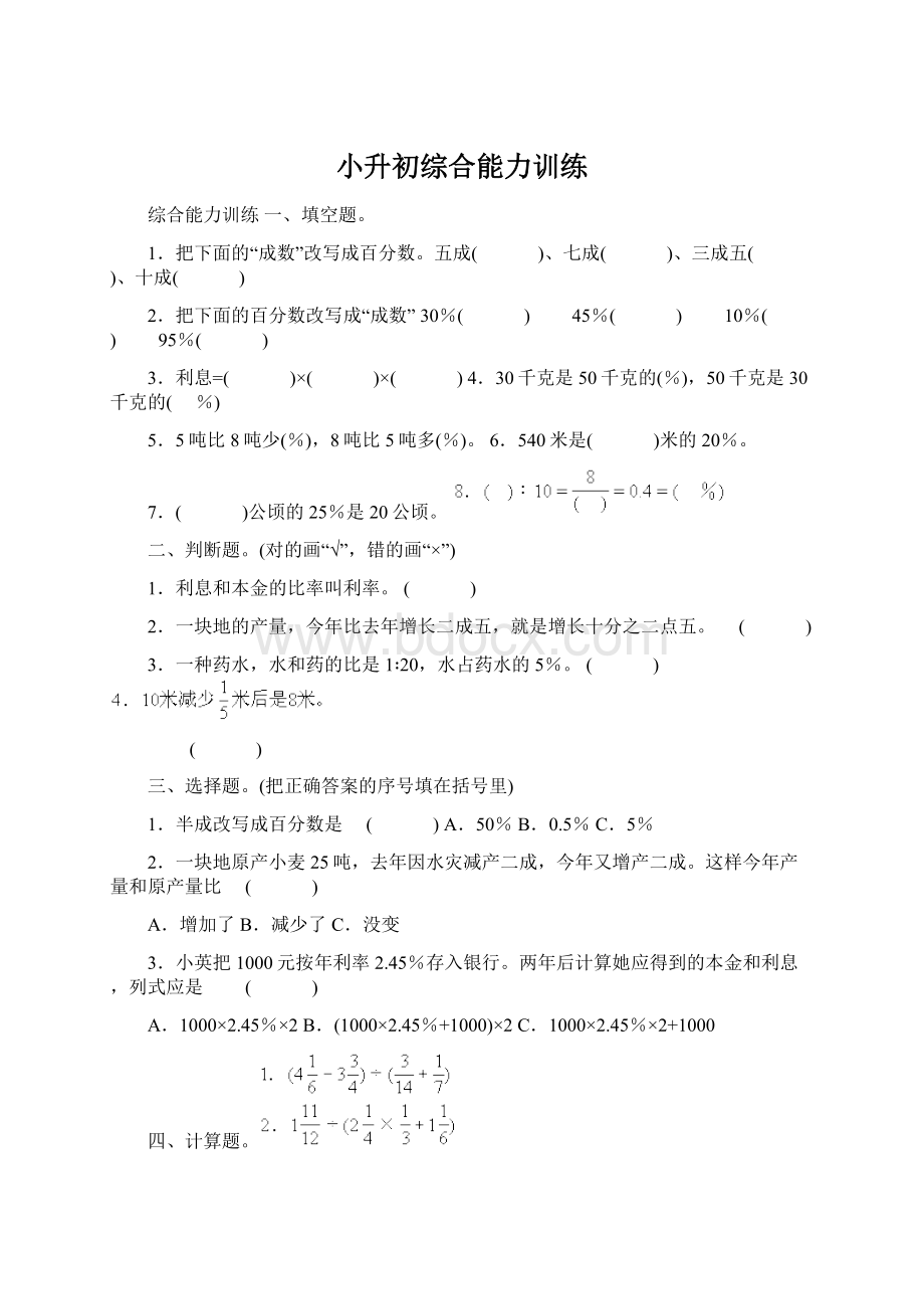 小升初综合能力训练.docx_第1页