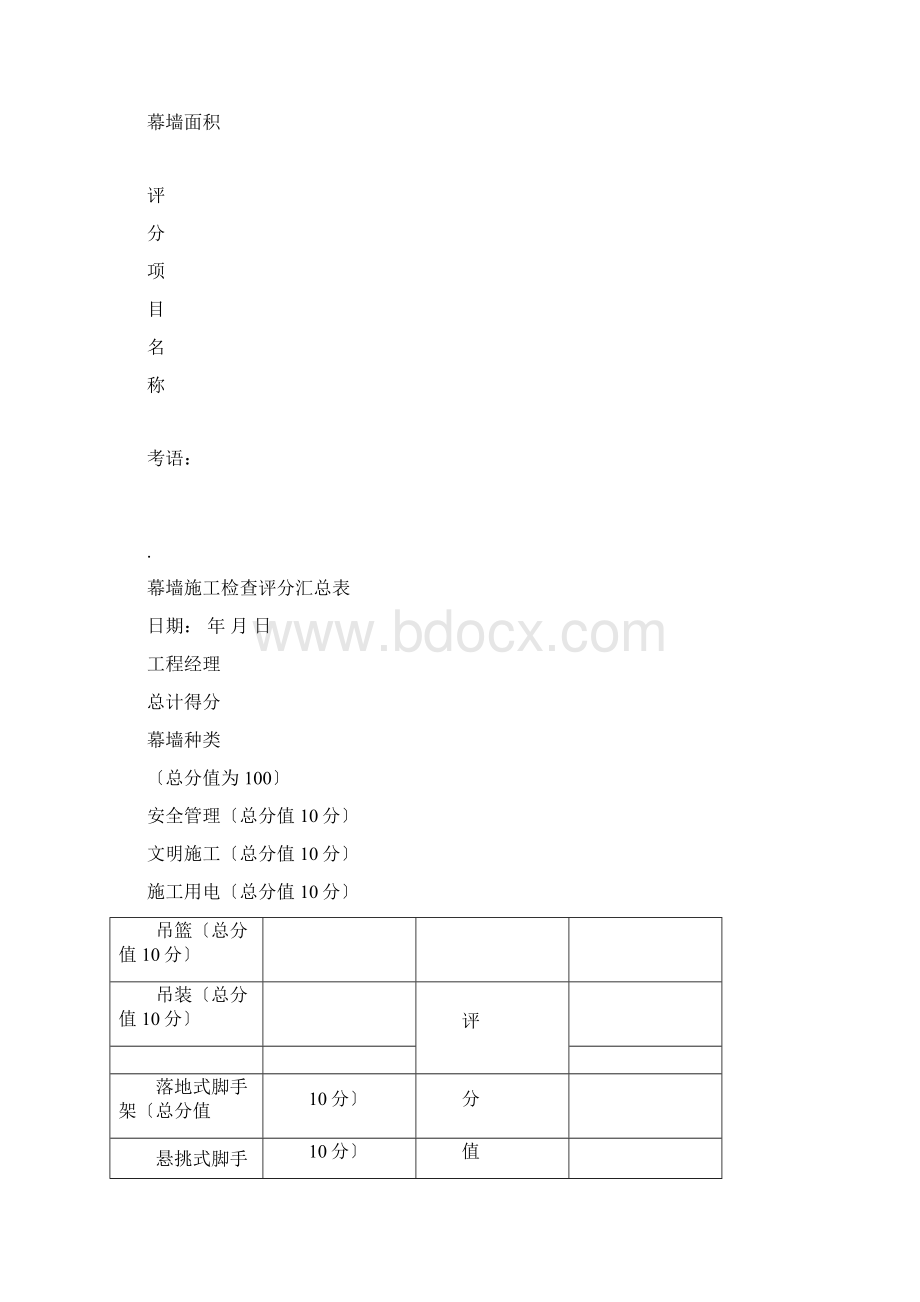 幕墙工程安全检查标准表格范例范例Word格式.docx_第2页