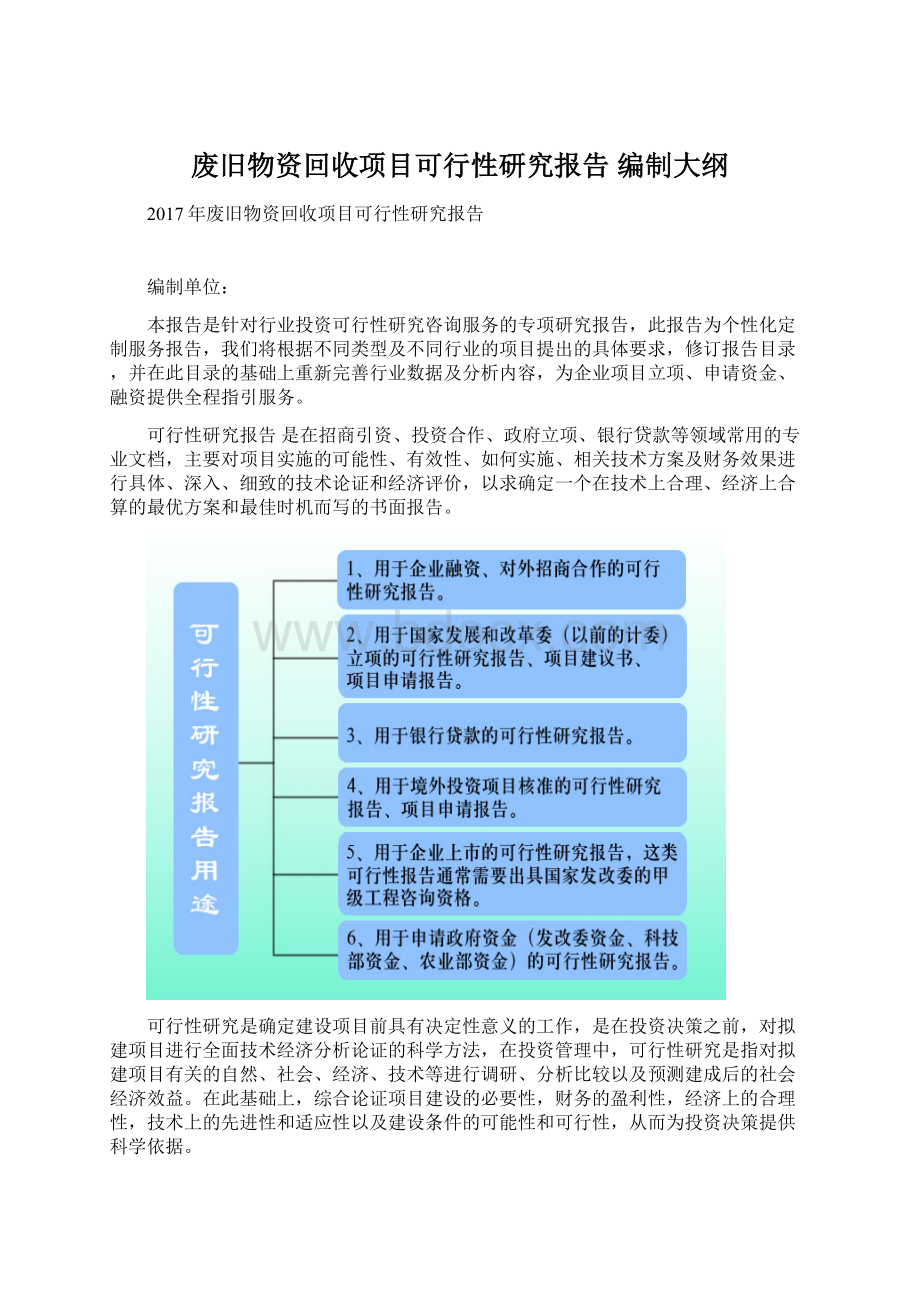 废旧物资回收项目可行性研究报告 编制大纲.docx_第1页