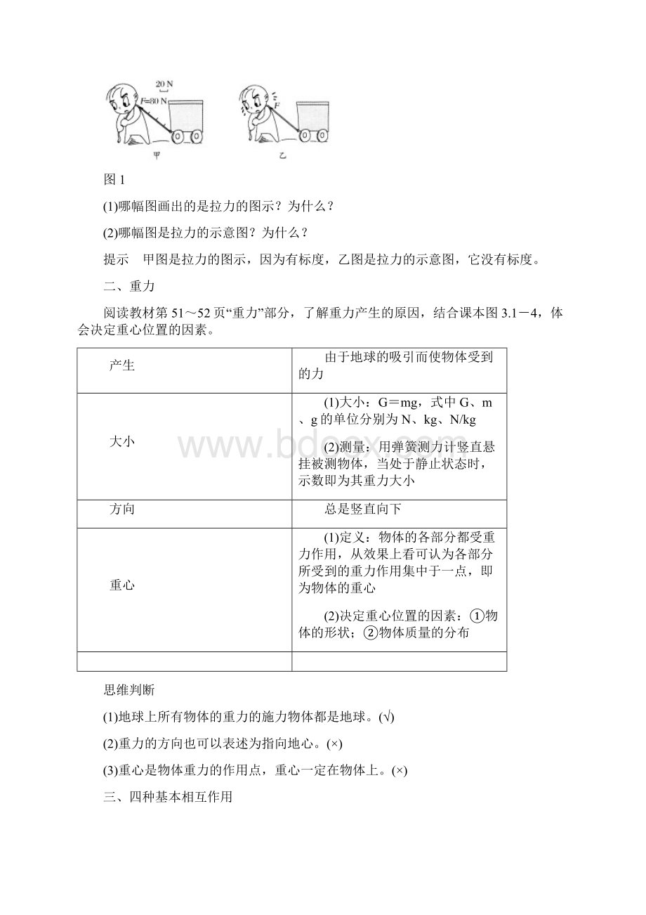 学年高中物理 第三章 相互作用 31 重力 基本相互作用学案 新人教版必修1.docx_第2页