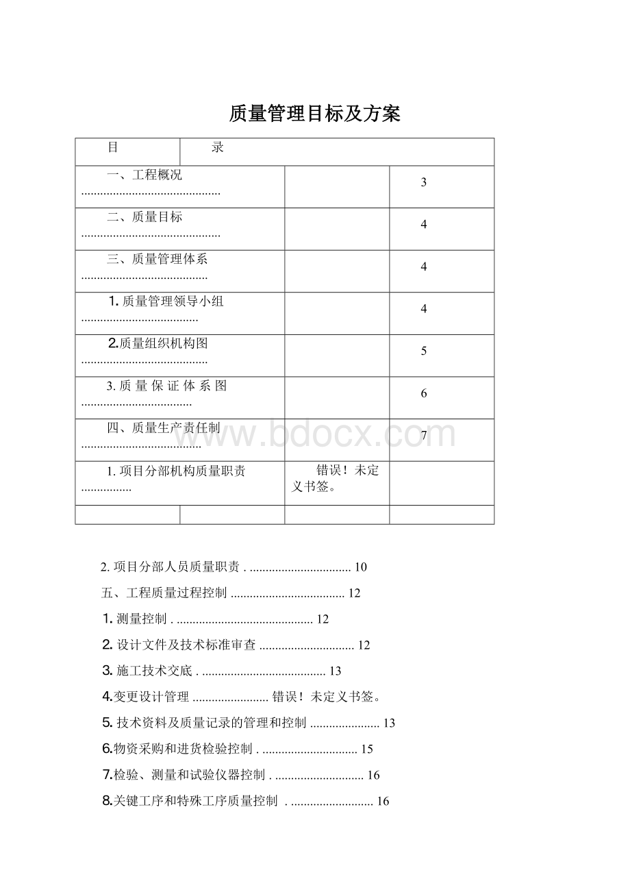 质量管理目标及方案Word格式文档下载.docx