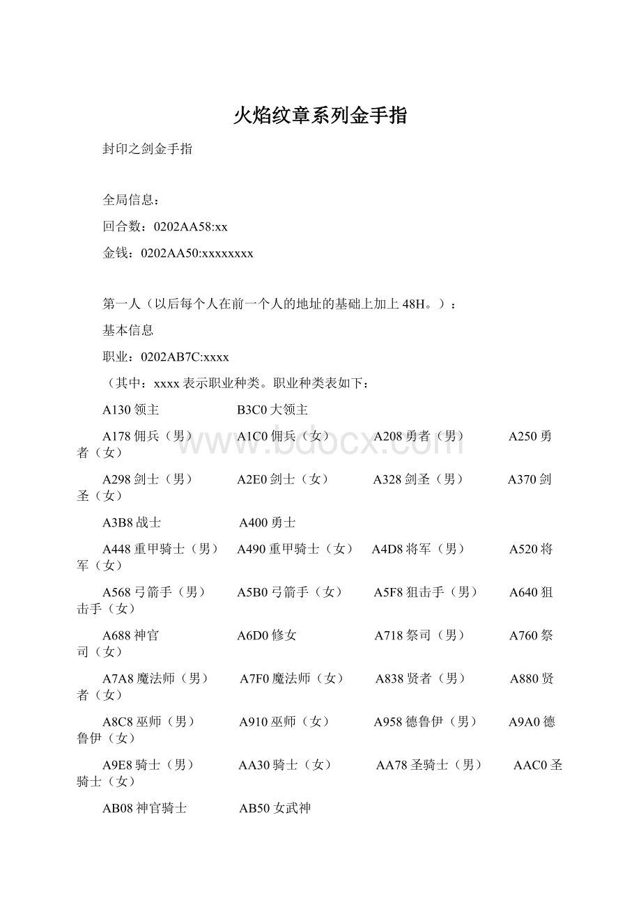 火焰纹章系列金手指Word文件下载.docx_第1页