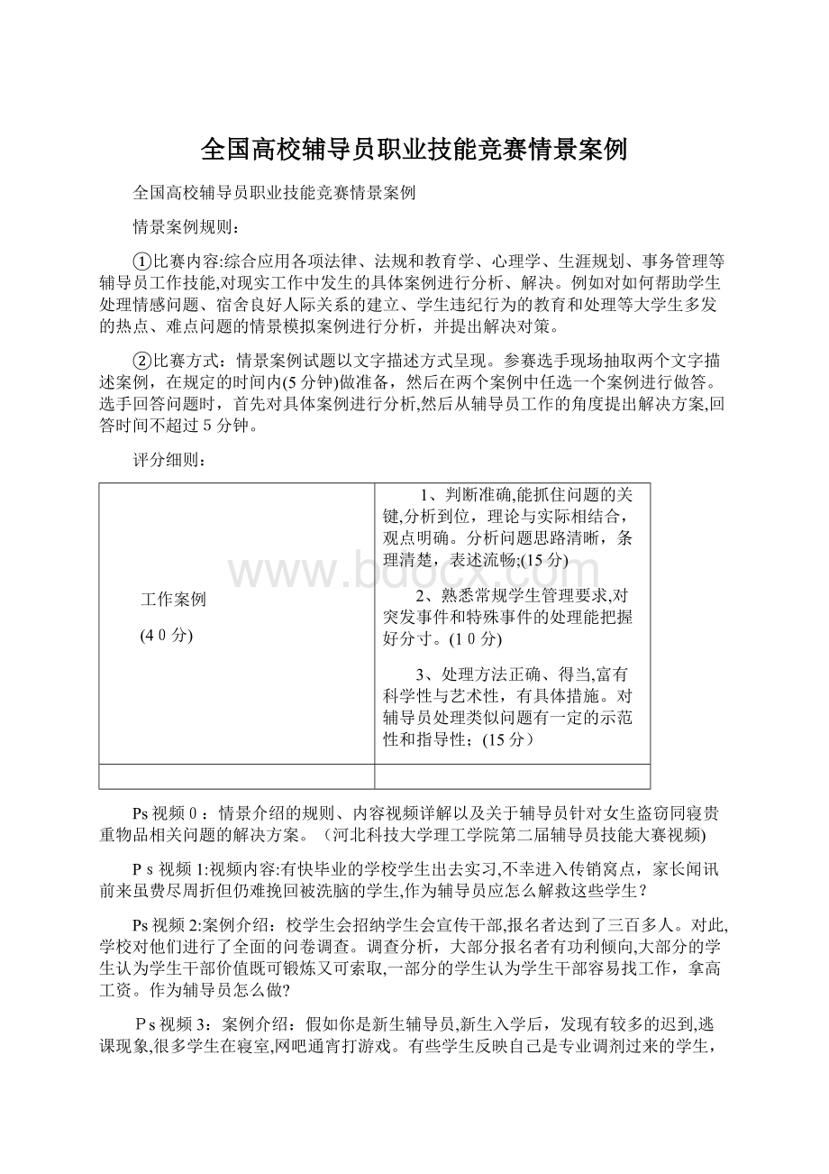 全国高校辅导员职业技能竞赛情景案例.docx_第1页