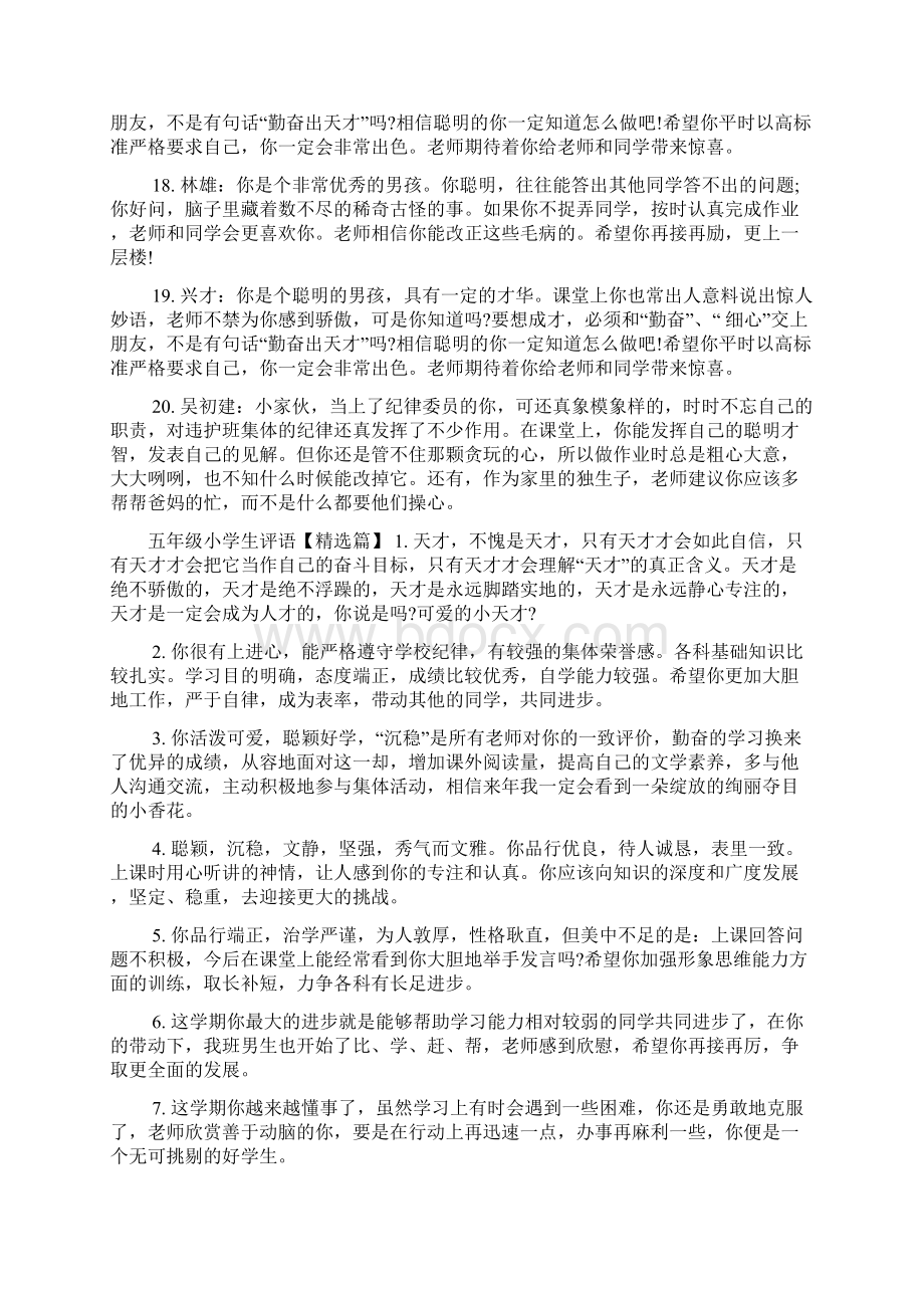 五年级数学老师评语学生评语文档格式.docx_第3页