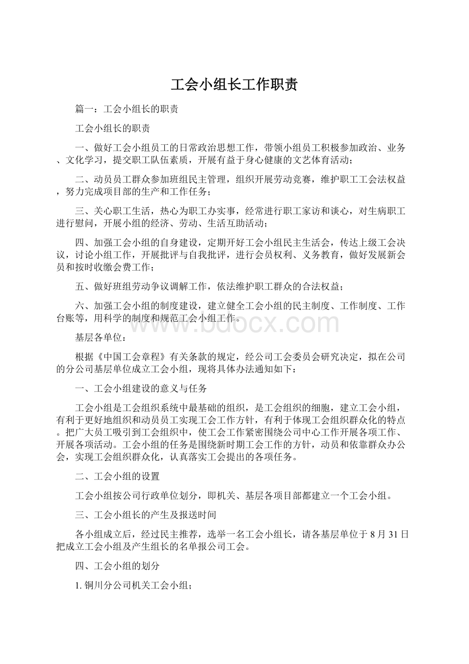 工会小组长工作职责.docx_第1页