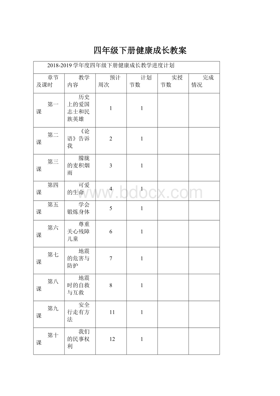 四年级下册健康成长教案.docx_第1页