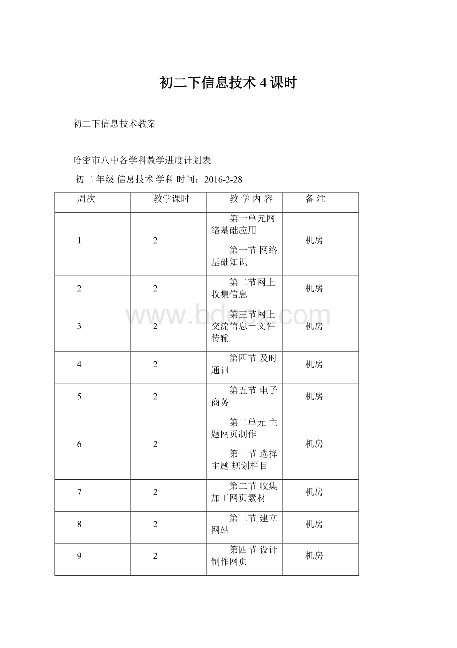 初二下信息技术4课时.docx