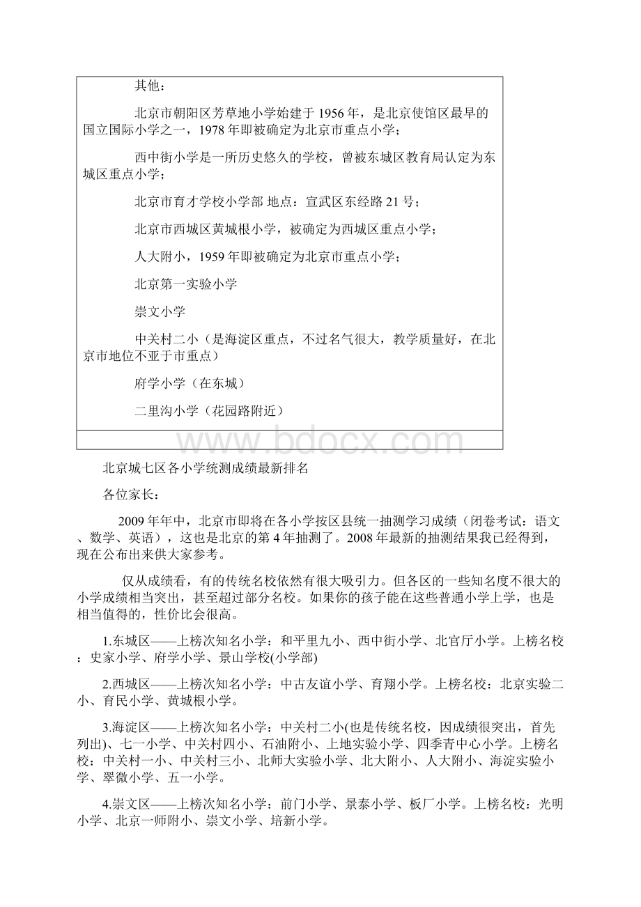 北京重点小学大排名及朝阳小学大全Word文件下载.docx_第2页