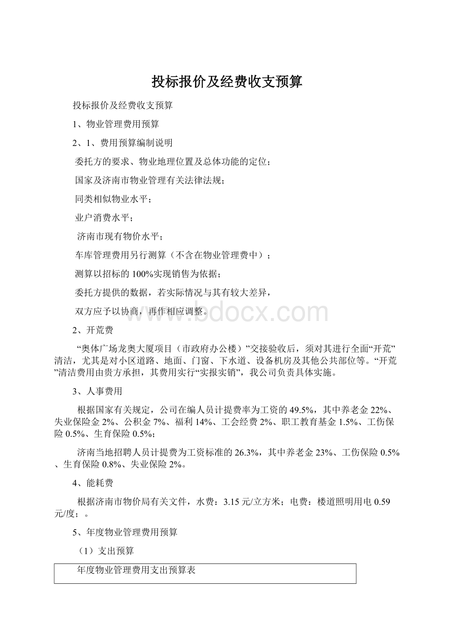 投标报价及经费收支预算Word格式文档下载.docx