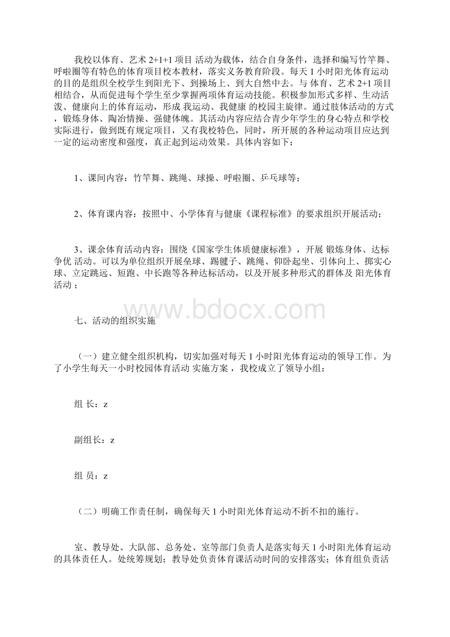 小学学生每天一小时校园体育活动实施方案.docx_第3页