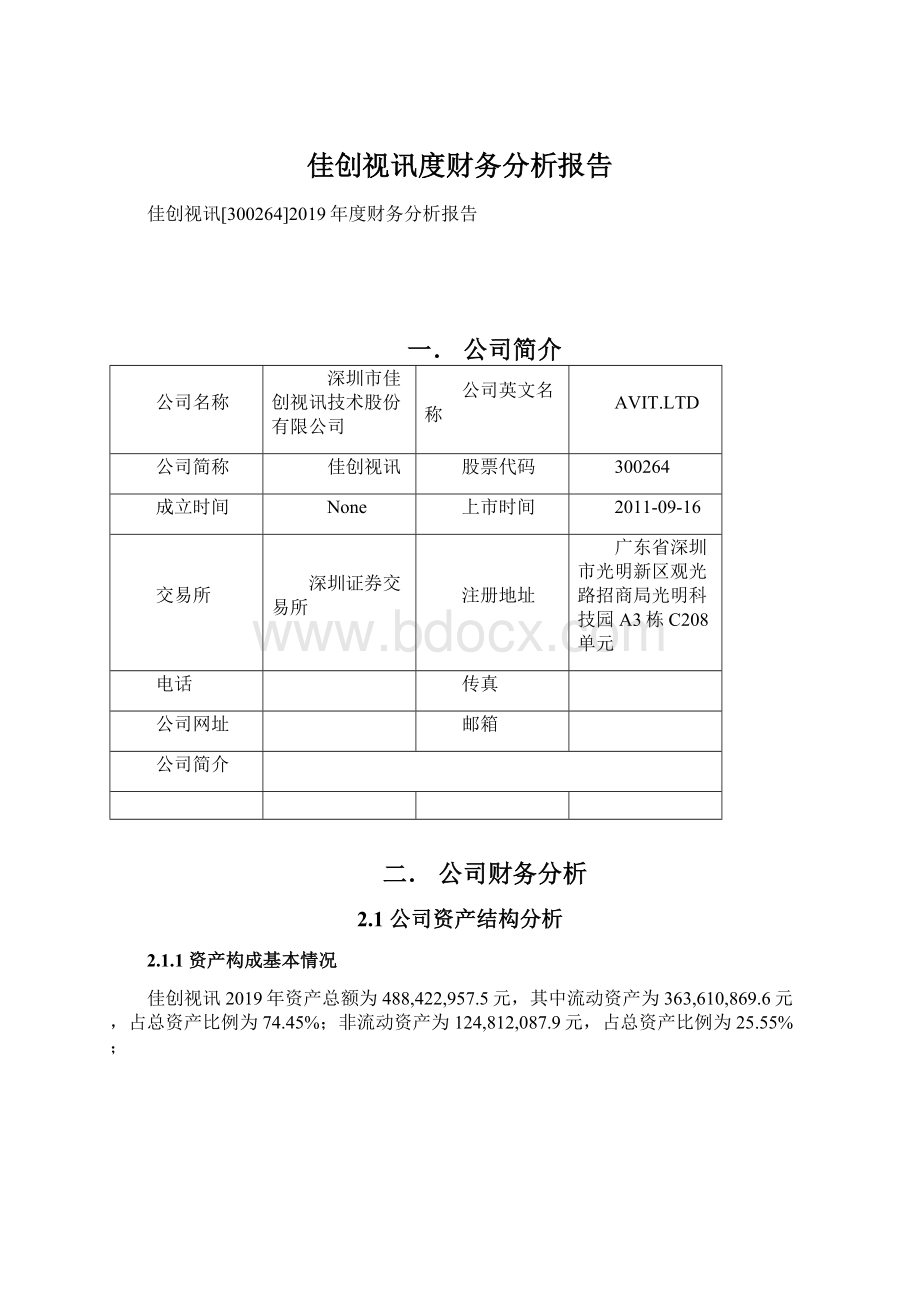 佳创视讯度财务分析报告Word格式.docx