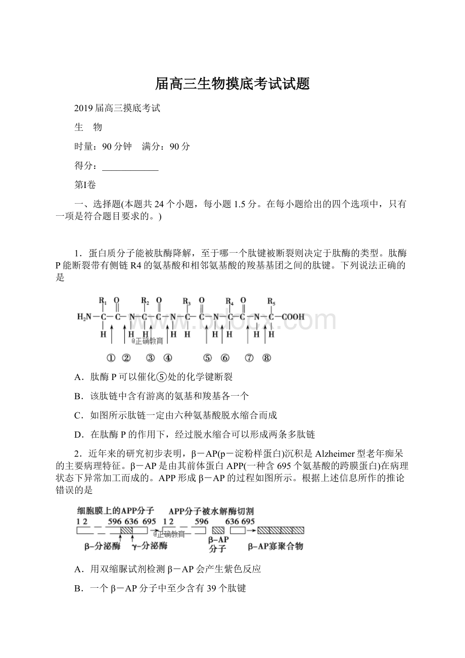 届高三生物摸底考试试题Word文档格式.docx_第1页