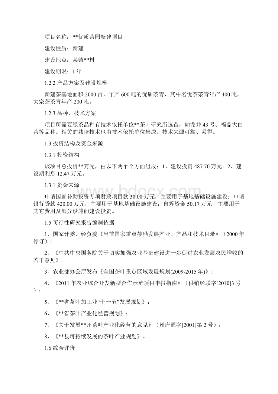 优质茶园新建项目可行性研究报告Word格式文档下载.docx_第2页