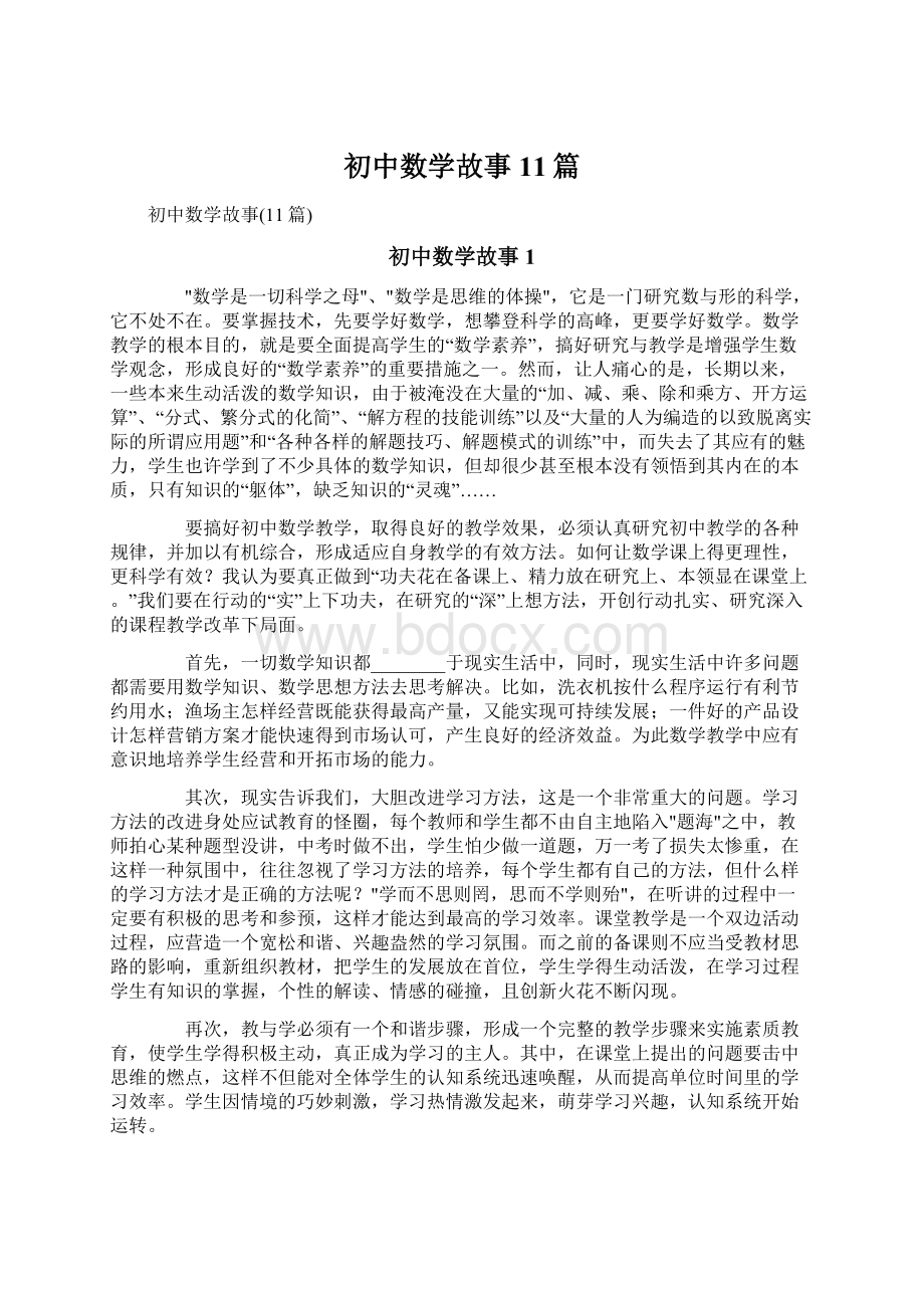 初中数学故事11篇.docx