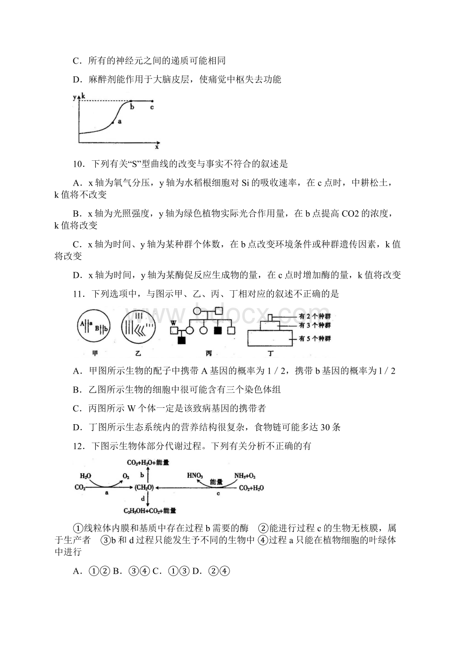 全国100所名校最新高考模拟示范卷理科基础六套+5Word文档格式.docx_第3页