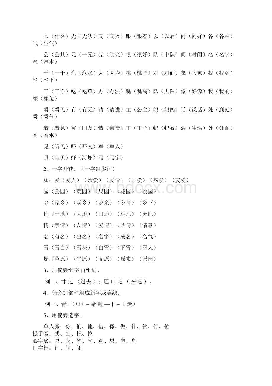 最新一年级下册重点知识及缩句扩句练习Word格式.docx_第2页