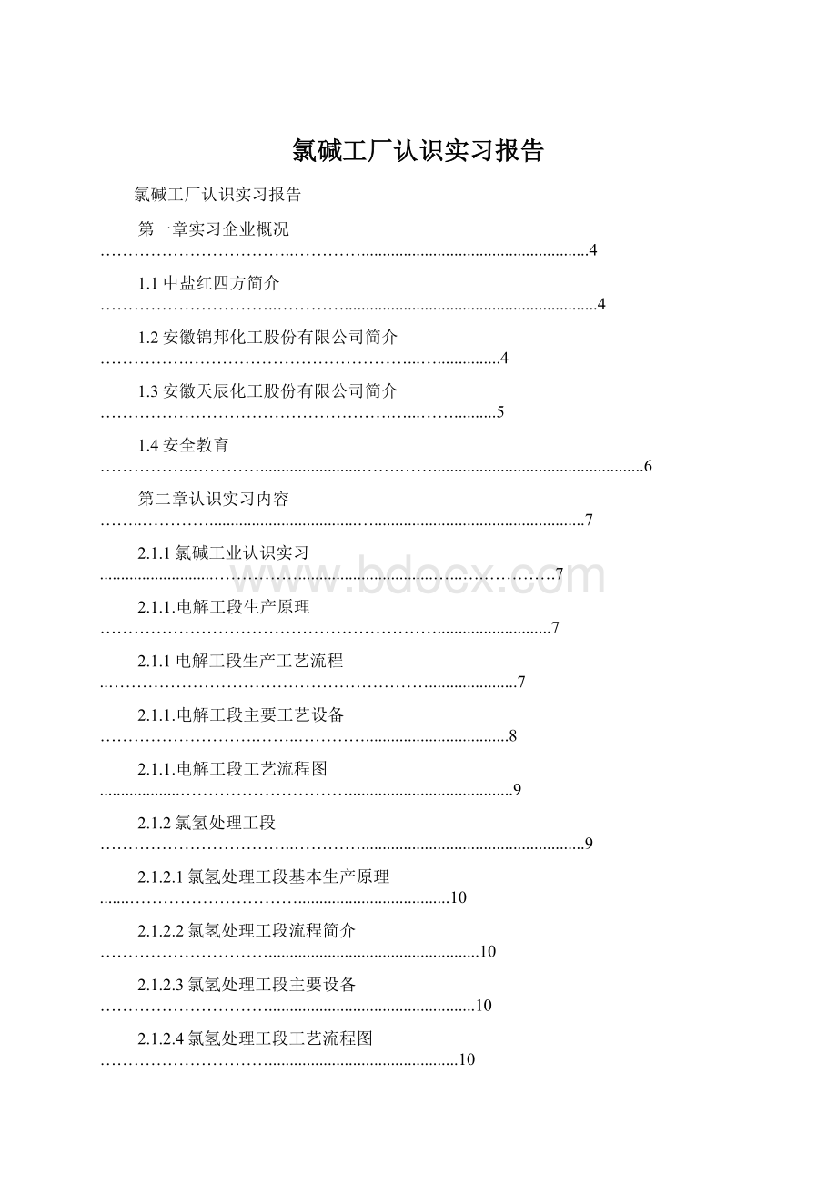 氯碱工厂认识实习报告.docx