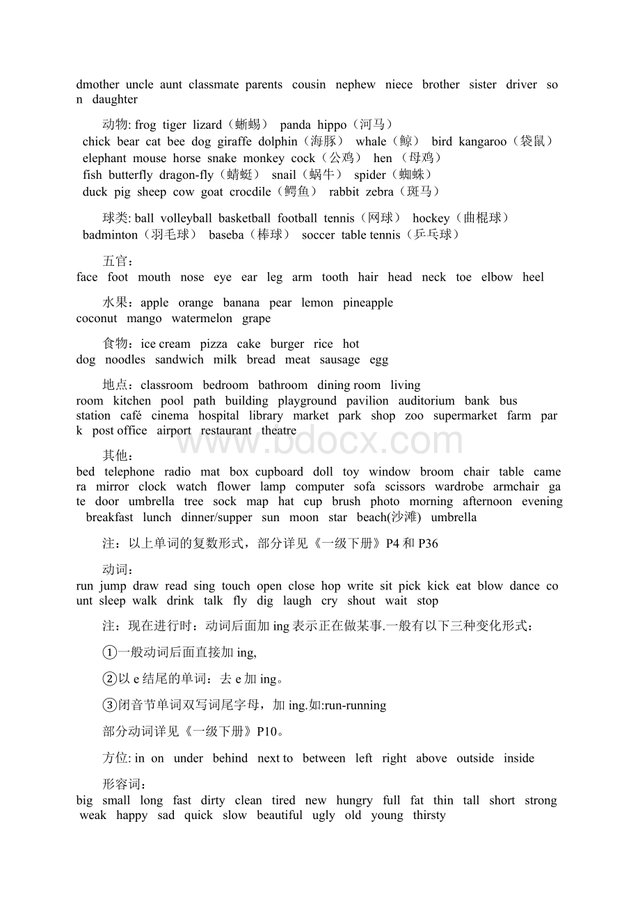 剑桥少儿英语二级单词分类表.docx_第2页